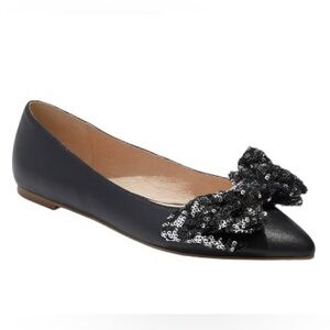 Jack Rogers Debra Pointed Toe Sequence Bow Flats